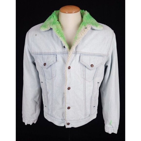 NotSoNormal Look Inside Faux Shearling Denim Jacket M Mens NSN $487 - Picture 2 of 16